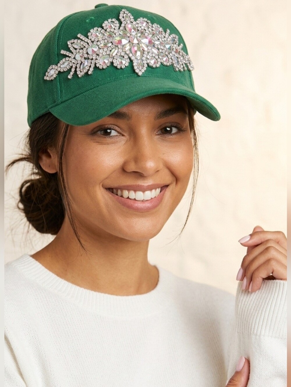 Elegant Glass Rhinestone Applique Baseball Hat! Perfect Gift for Women! 1 only!
